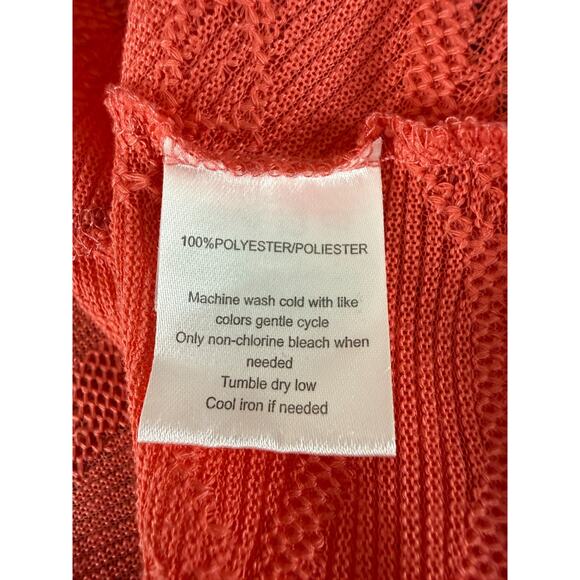 Sag Harbor Petite Sz LP Open Front Knit Cardigan Sweater Orange Pink 3/4 Sleeve - Picture 5 of 6
